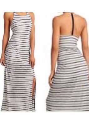 Athleta stripe Serenity maxi dress women’s size XS  sporty beach grey black